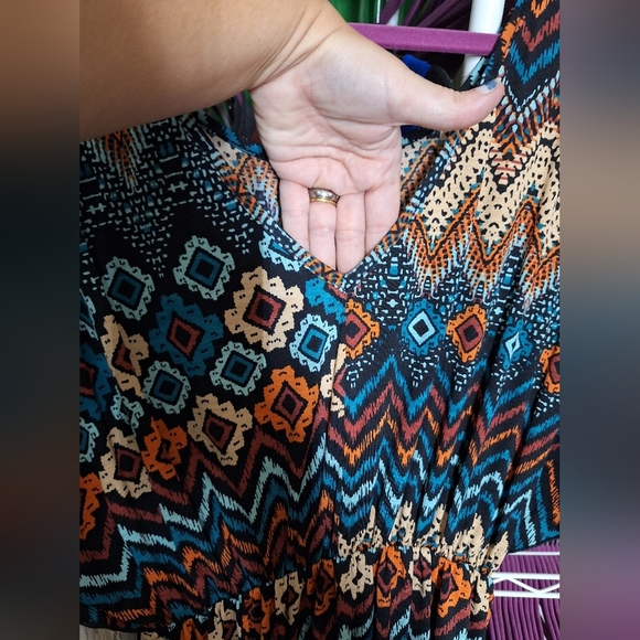 COLORFUL DRESS SIZE SMALL SCOOP NECK AND V-NECK - Picture 2 of 3